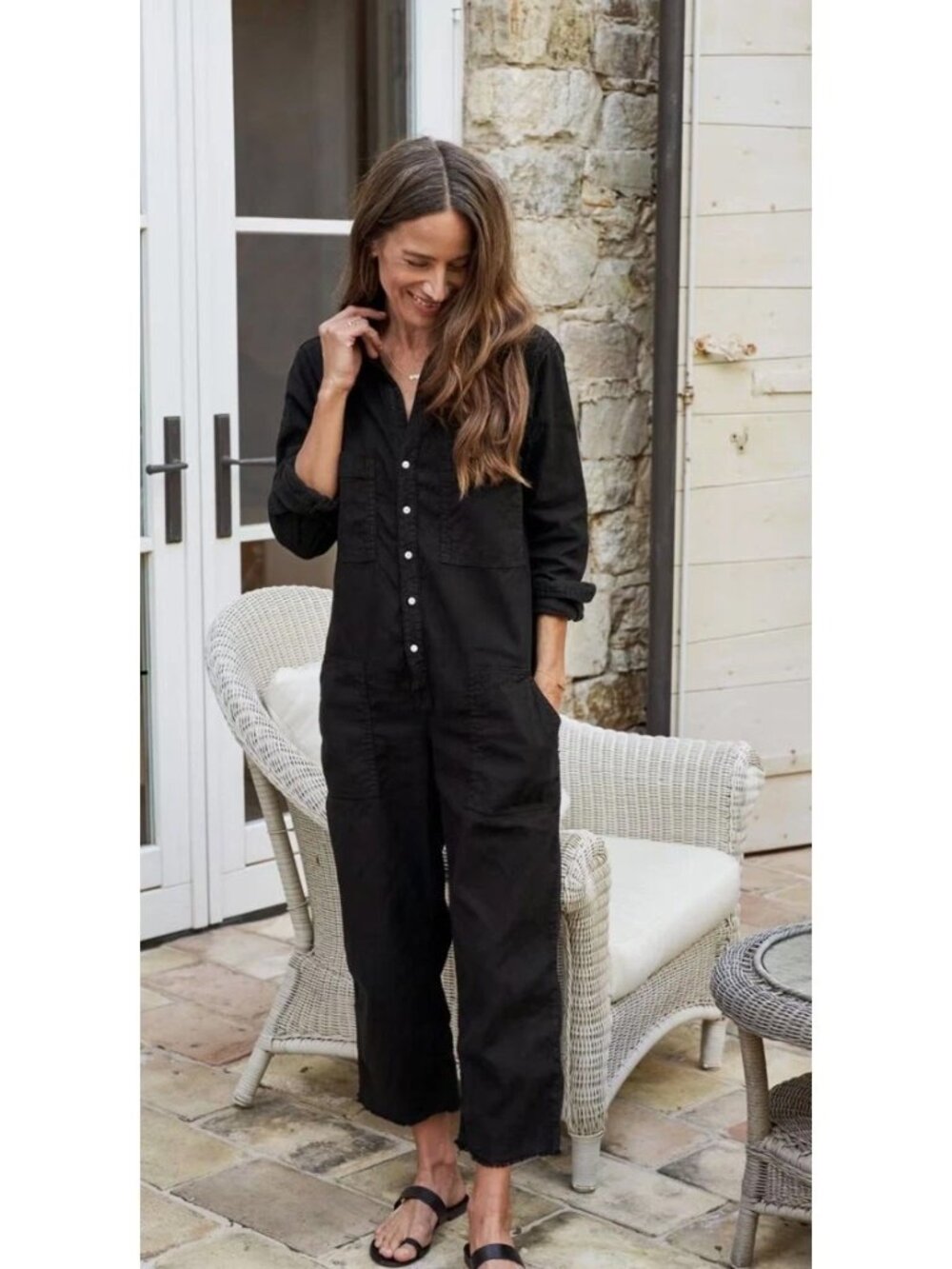NWOT Frank & Eileen, Northern Ireland Black, Italian Performance Linen L